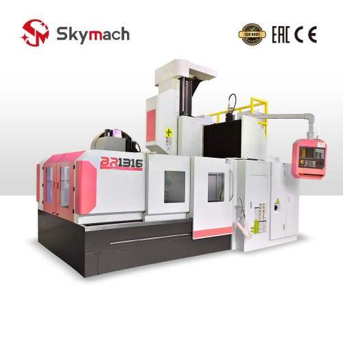 Red BR1316 CNC gantry machining center with monolithic casting for heavy-duty milling operations.