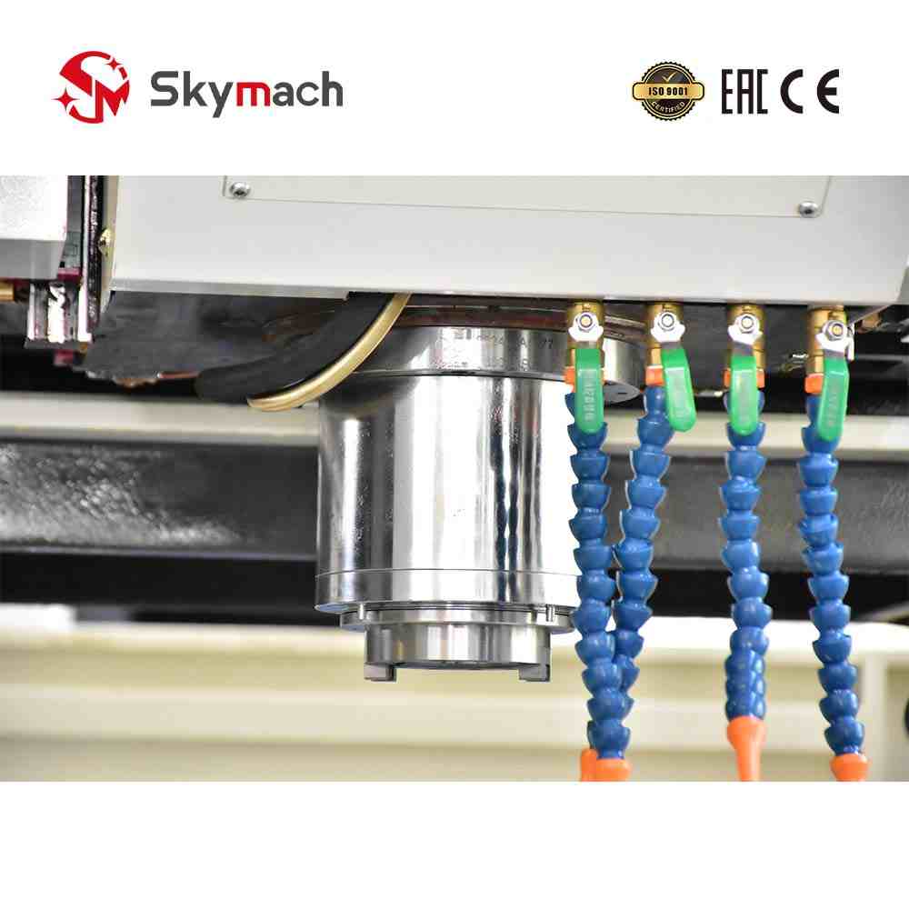 Red BR1316 CNC gantry machining center with monolithic casting for heavy-duty milling operations.