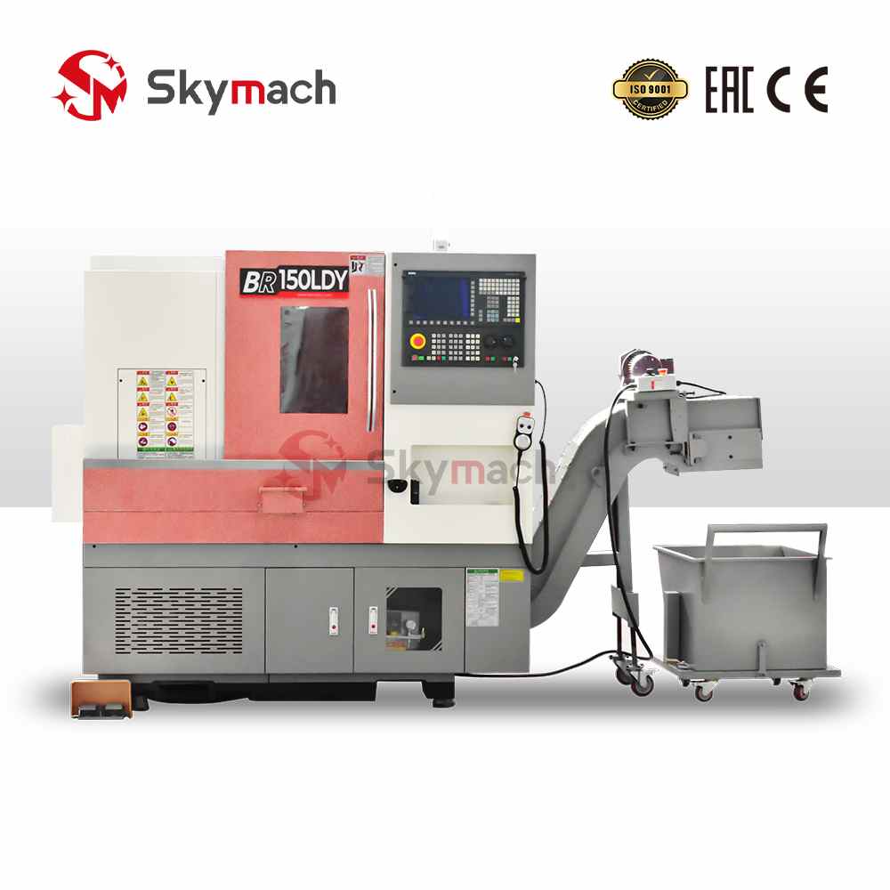 Customizable BR150LDY slant bed lathe with multiple CNC and configuration options.