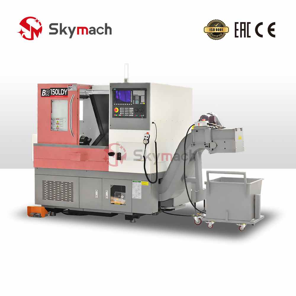 Customizable BR150LDY slant bed lathe with multiple CNC and configuration options.