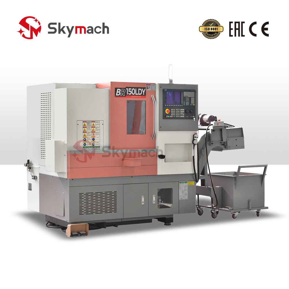 Customizable BR150LDY slant bed lathe with multiple CNC and configuration options.