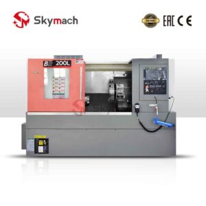 BR200L Slant Bed CNC Lathe with multi-functional machining capabilities. Offers optional CNC systems and colors, powered by a precision Taiwan spindle.