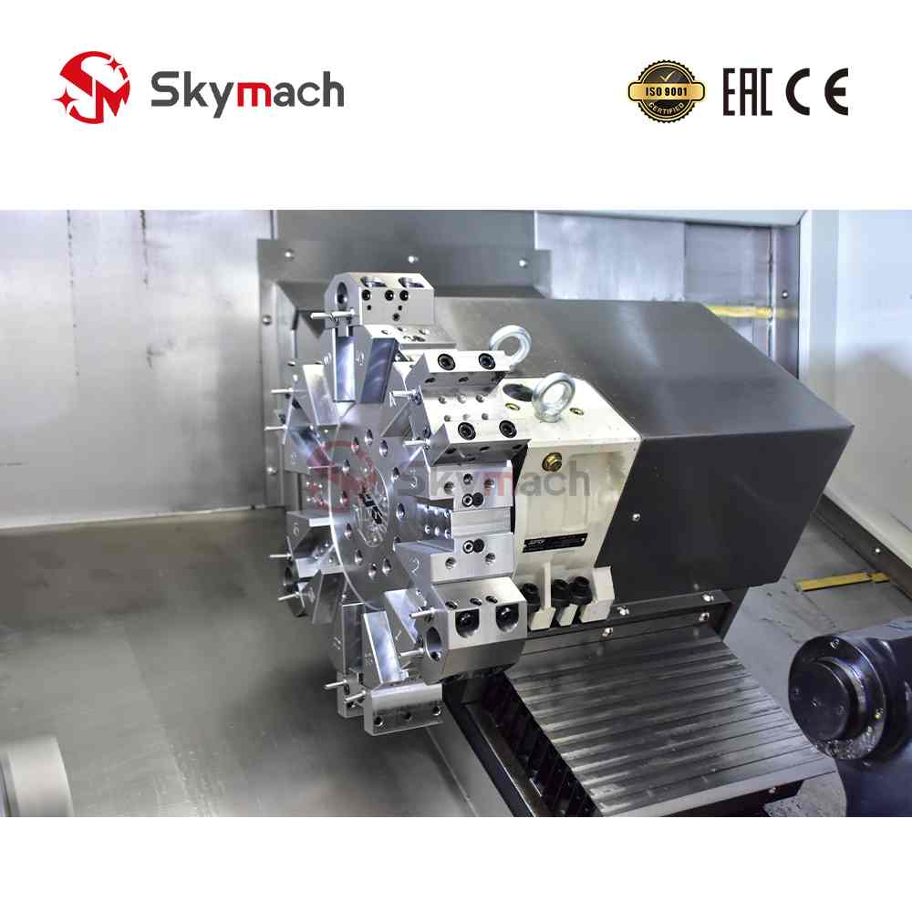 BR200L Slant Bed CNC Lathe with multi-functional machining capabilities. Offers optional CNC systems and colors, powered by a precision Taiwan spindle.