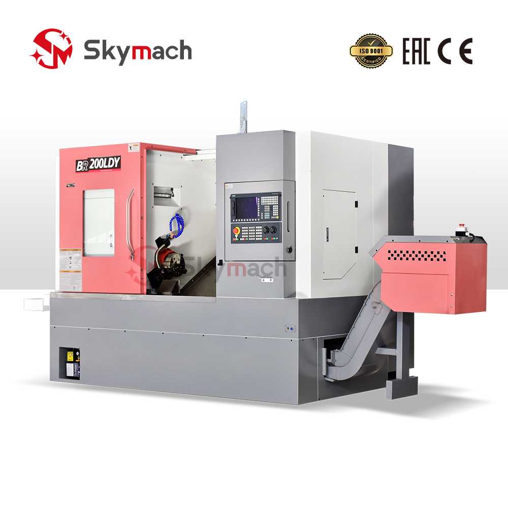 Versatile BR200LDY slant bed lathe for multi-industry complex part manufacturing.