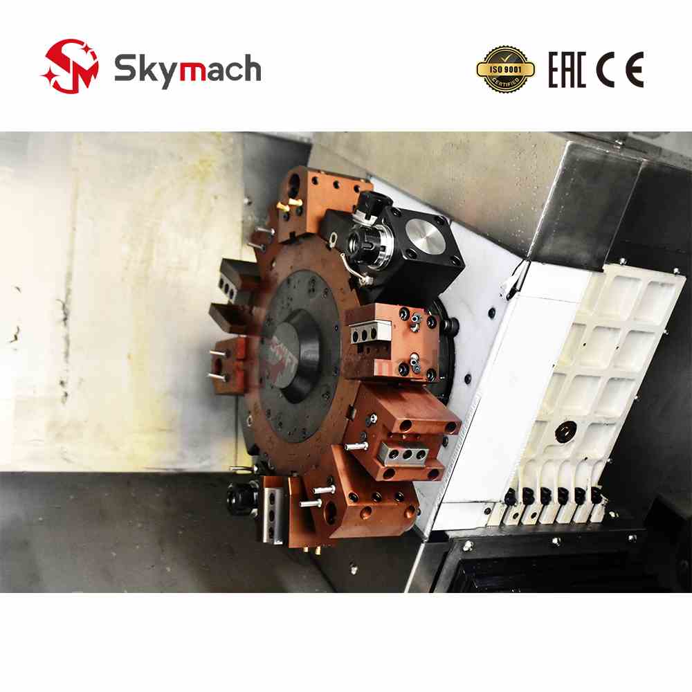 Versatile BR200LDY slant bed lathe for multi-industry complex part manufacturing.