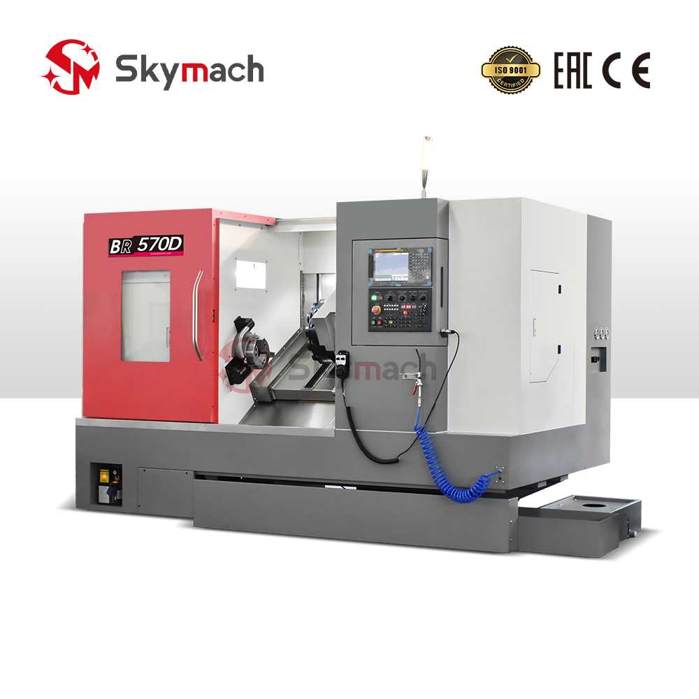 Skymach BR570D multi-purpose slant bed CNC lathe with flexible configuration options. Suitable for various materials and complex components.