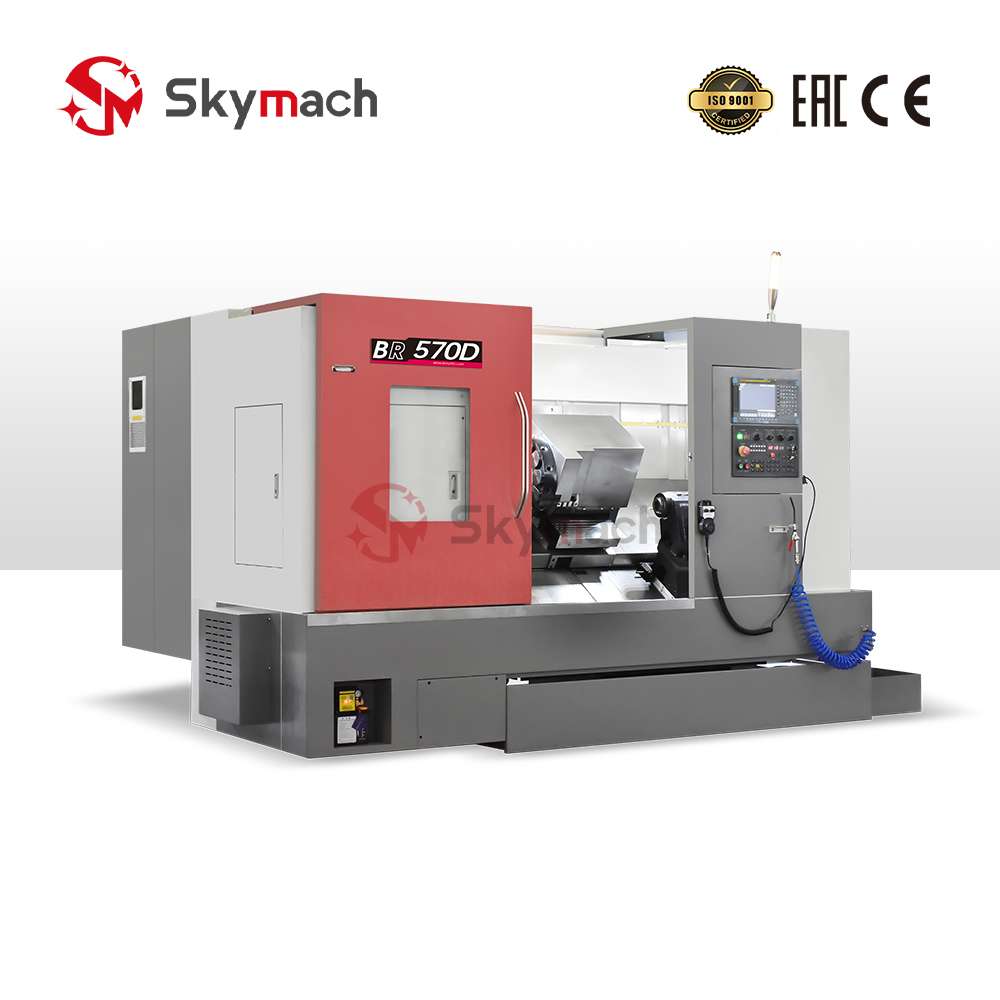 Skymach BR570D multi-purpose slant bed CNC lathe with flexible configuration options. Suitable for various materials and complex components.