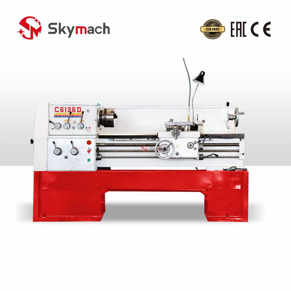 C6136D Manual Precision Lathe for metal turning, facing, and threading.