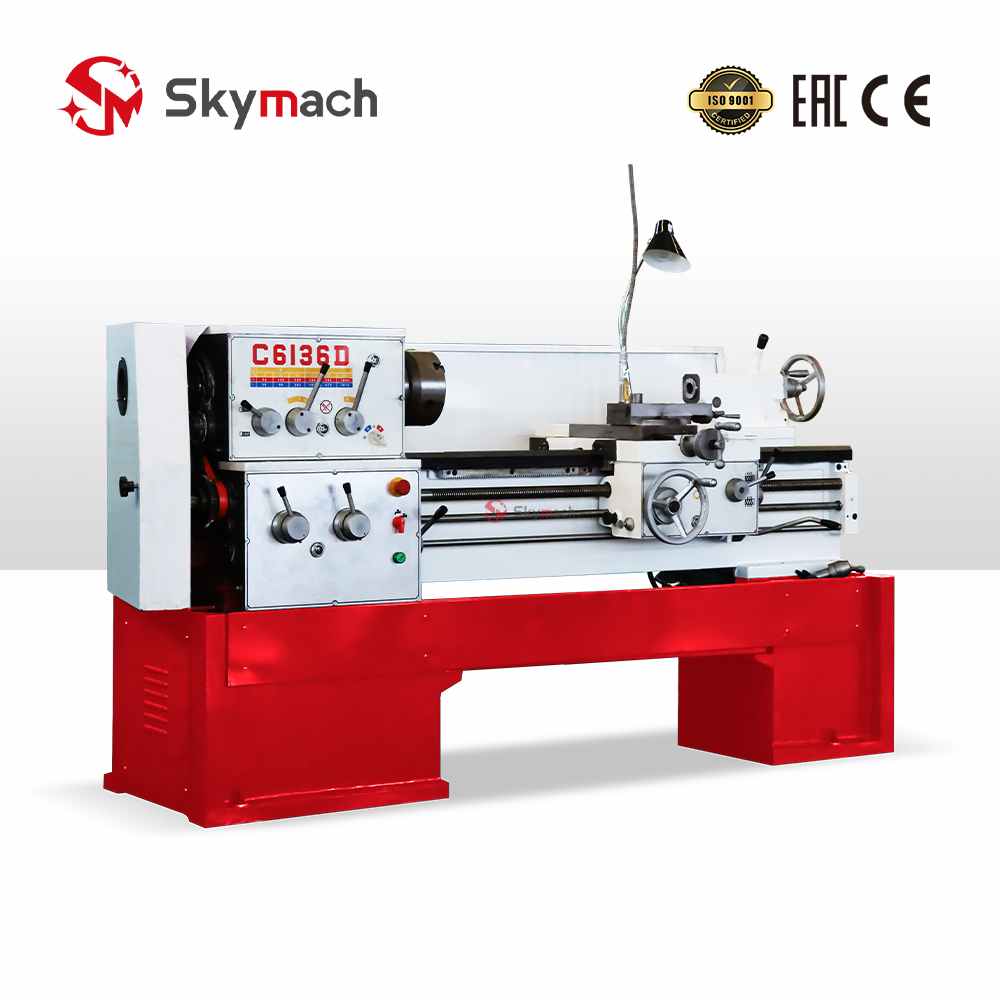 C6136D Manual Precision Lathe for metal turning, facing, and threading.