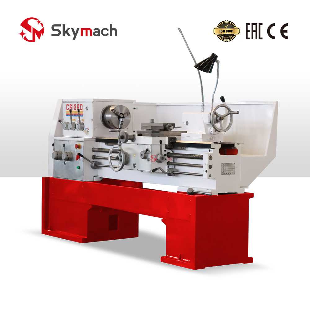 C6136D Manual Precision Lathe for metal turning, facing, and threading.