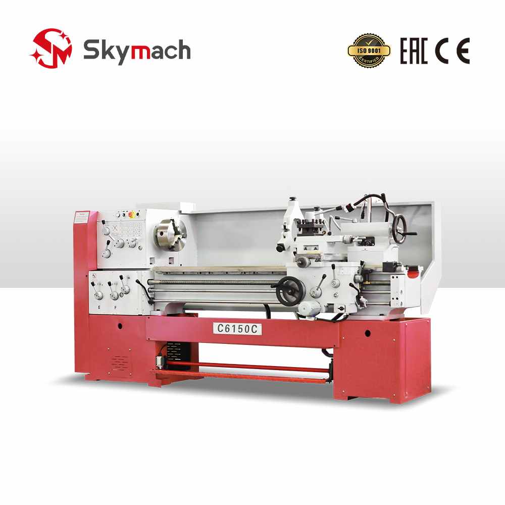 C6150C training lathe with safety guards, ideal for vocational education programs.