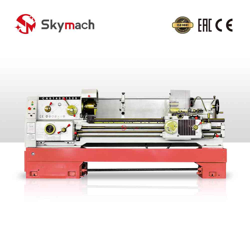 Robust C6140X-1500 gearhead lathe with 1-meter bed capacity for workshop operations.