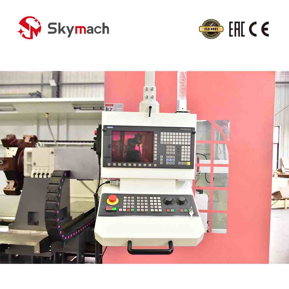 Skymach CK61160 Flat Bed CNC Lathe, 52mm spindle bore, 4-station electric tool post, for large part machining.