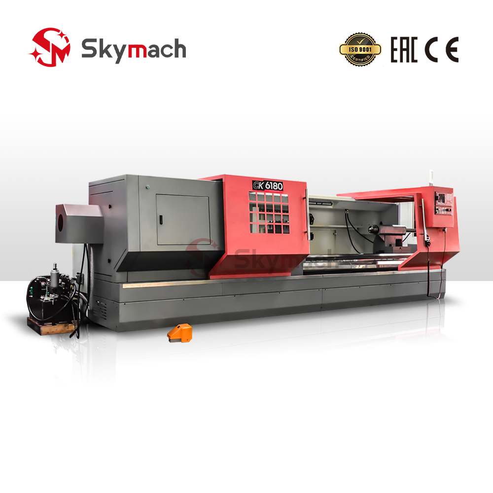 Heavy-Duty CK6180 CNC Lathe with powerful spindle and rigid bed structure. Designed for aggressive cutting on large steel and cast iron components.