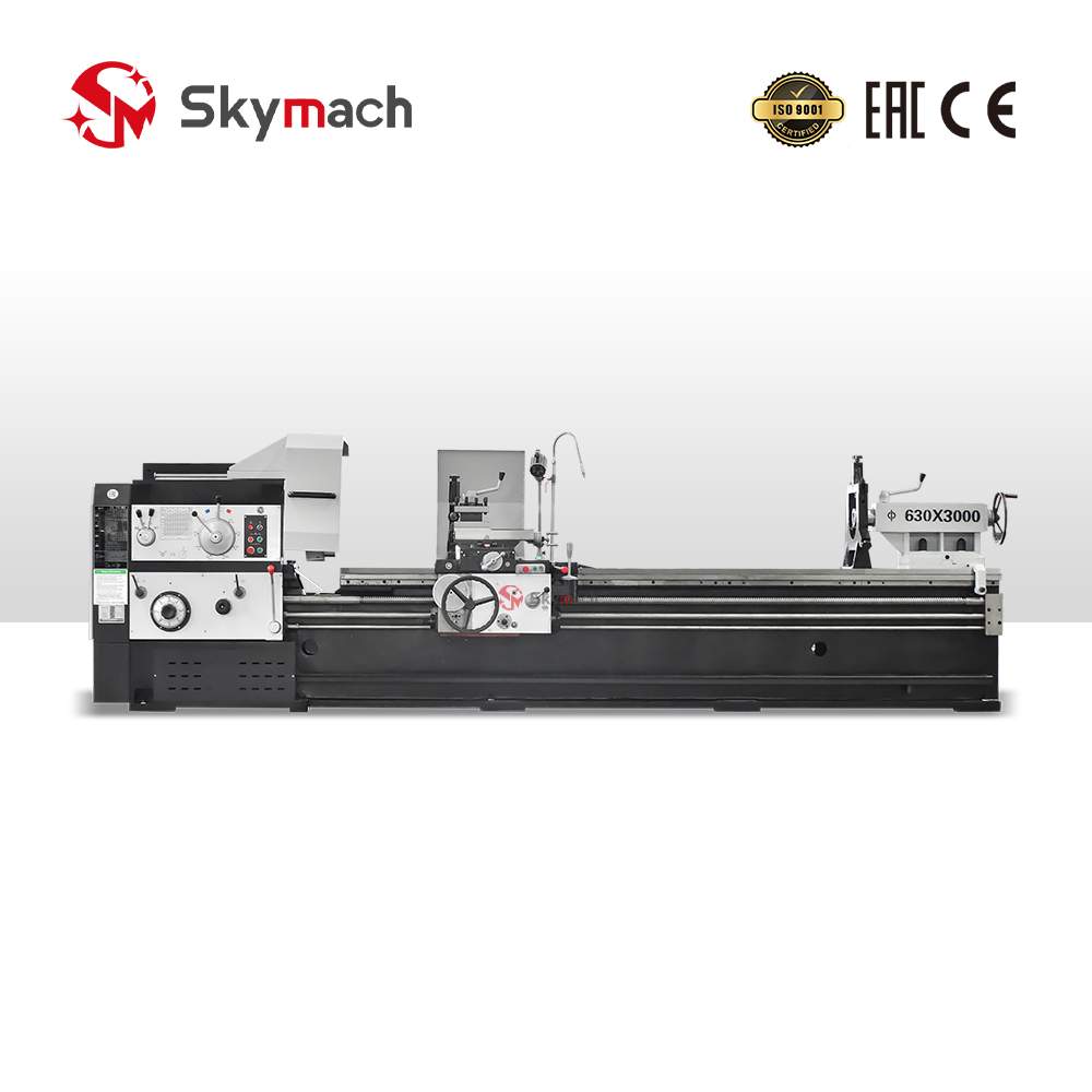 User-friendly CW6163-3000 lathe with clearly labeled controls for easy operation.