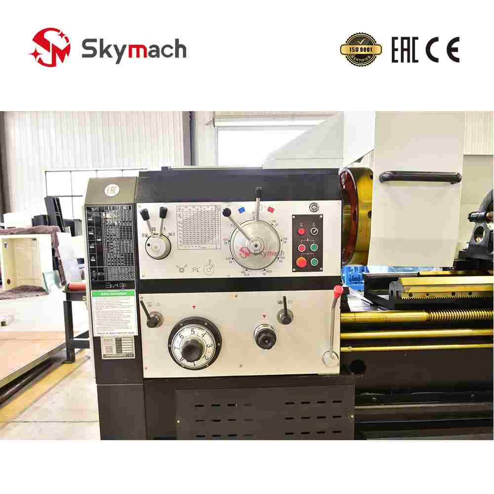 User-friendly CW6163-3000 lathe with clearly labeled controls for easy operation.