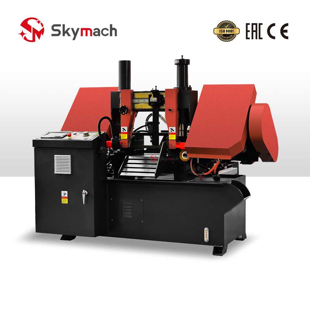 Skymach GHS4230 CNC Bandsaw with metal bed and PLC control system for semi-automatic metal cutting.