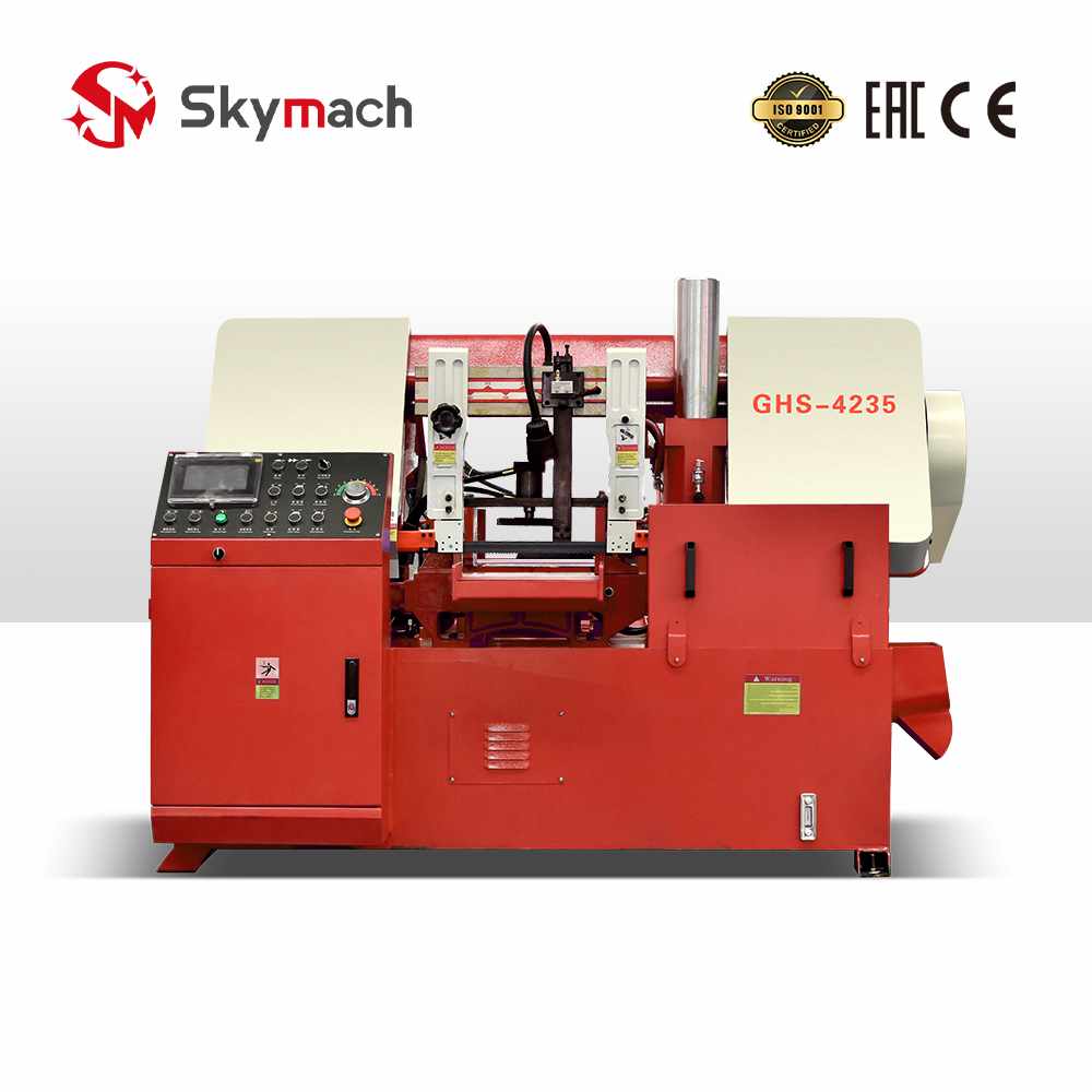 Industrial bandsaw GHS4235 machine for cutting metal stock, including rounds, squares, and structural beams.