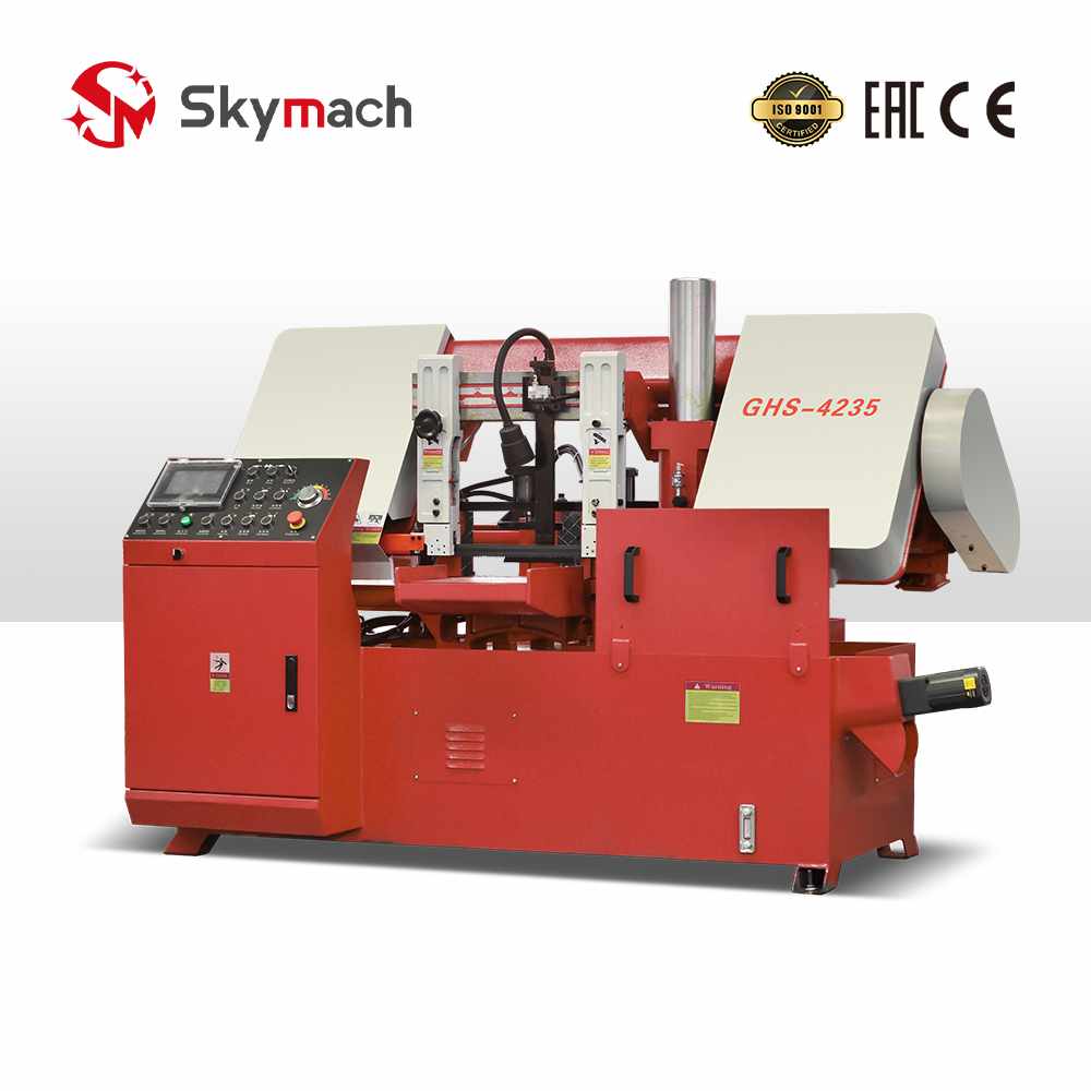 Industrial bandsaw GHS4235 machine for cutting metal stock, including rounds, squares, and structural beams.