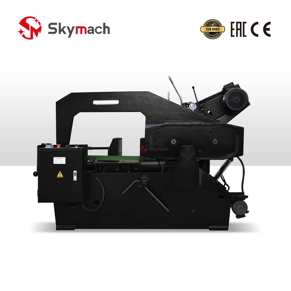 Industrial bandsaw HS7140 machine for cutting metal stock, including rounds, squares, and structural beams.