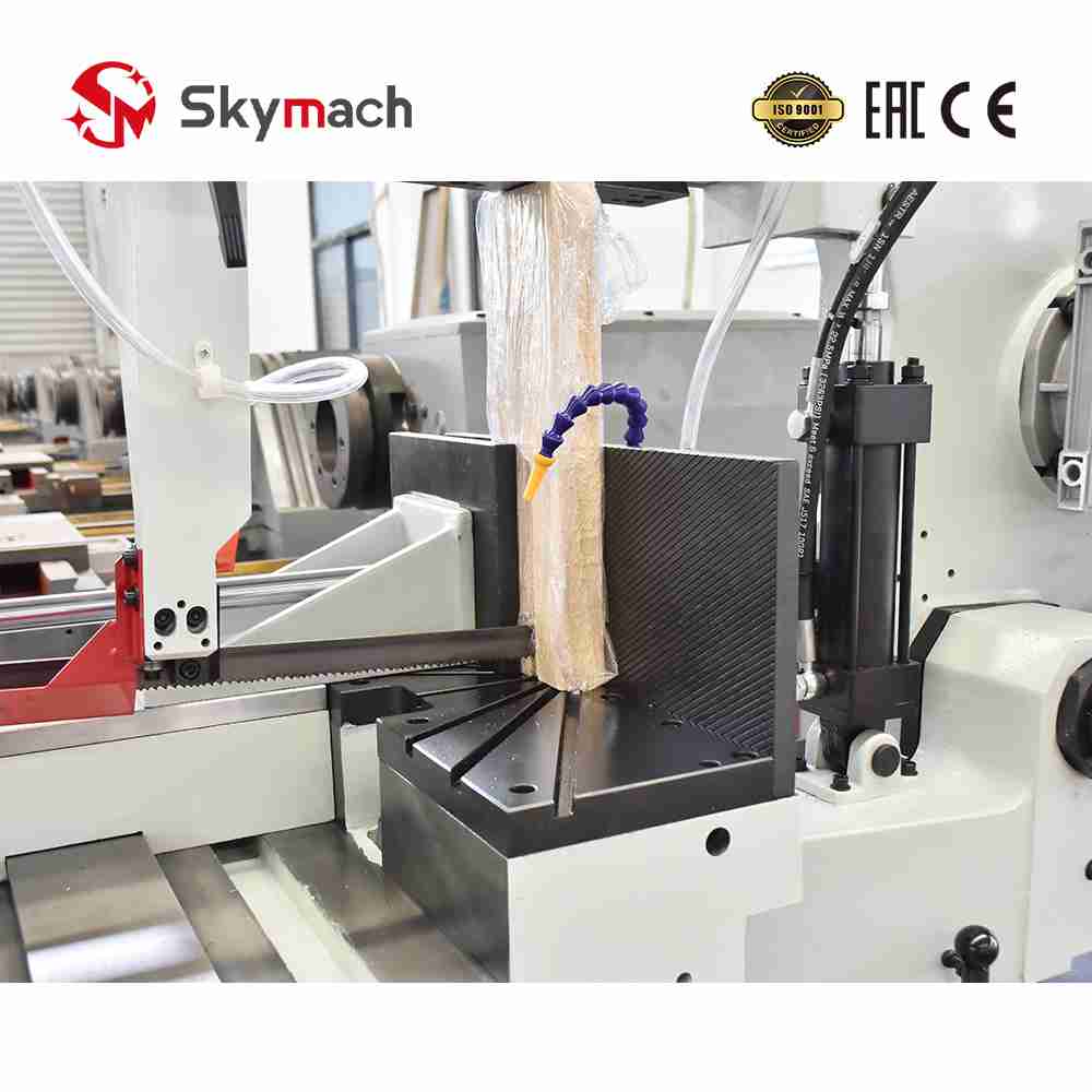 Industrial bandsaw HS7140 machine for cutting metal stock, including rounds, squares, and structural beams.