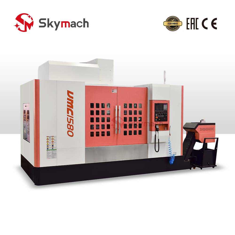 Customizable red VMC1580 CNC mill with optional axes, controls, and machine color.