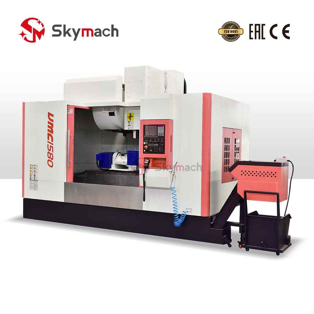 Customizable red VMC1580 CNC mill with optional axes, controls, and machine color.