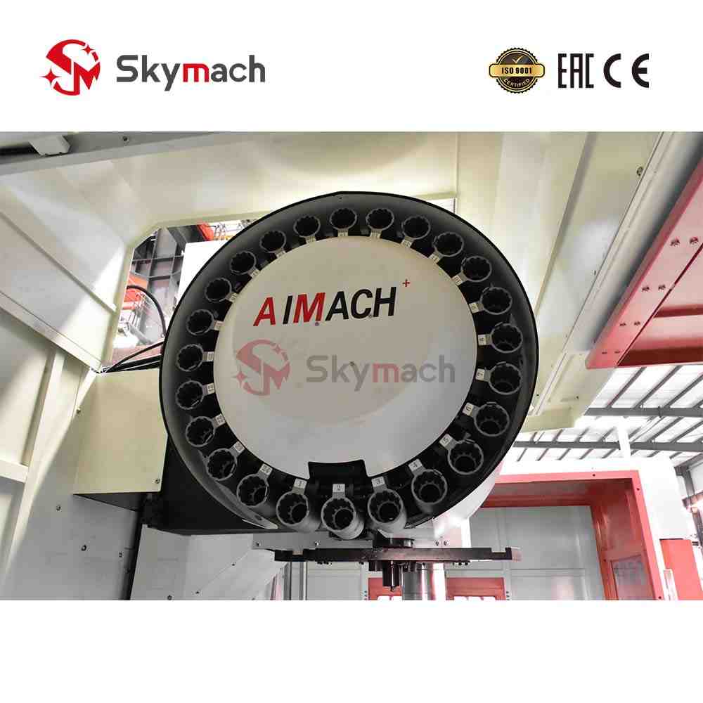 Customizable red VMC1580 CNC mill with optional axes, controls, and machine color.