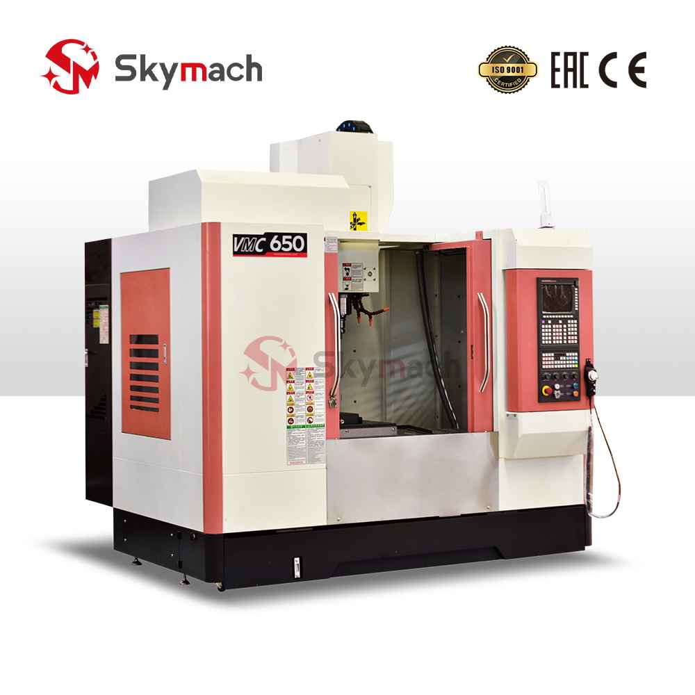 Red VMC650 vertical machining center with Taiwan spindle, for milling and drilling metals.