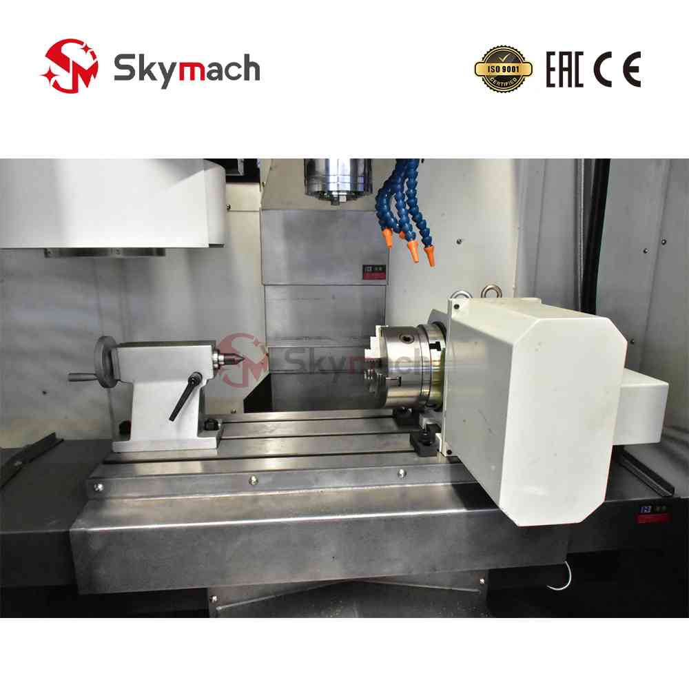 Skymach XH7126 VMC with optional CNC controls and colors. Equipped with a Taiwan-made spindle for milling, slotting, and 3/4/5-axis contouring.