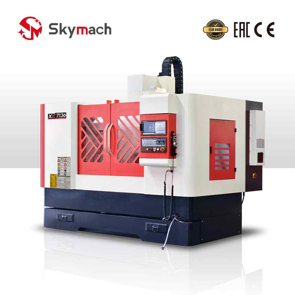 Skymach XH7136 VMC with multi-axis capability and optional CNC/color. Features a Taiwan spindle.